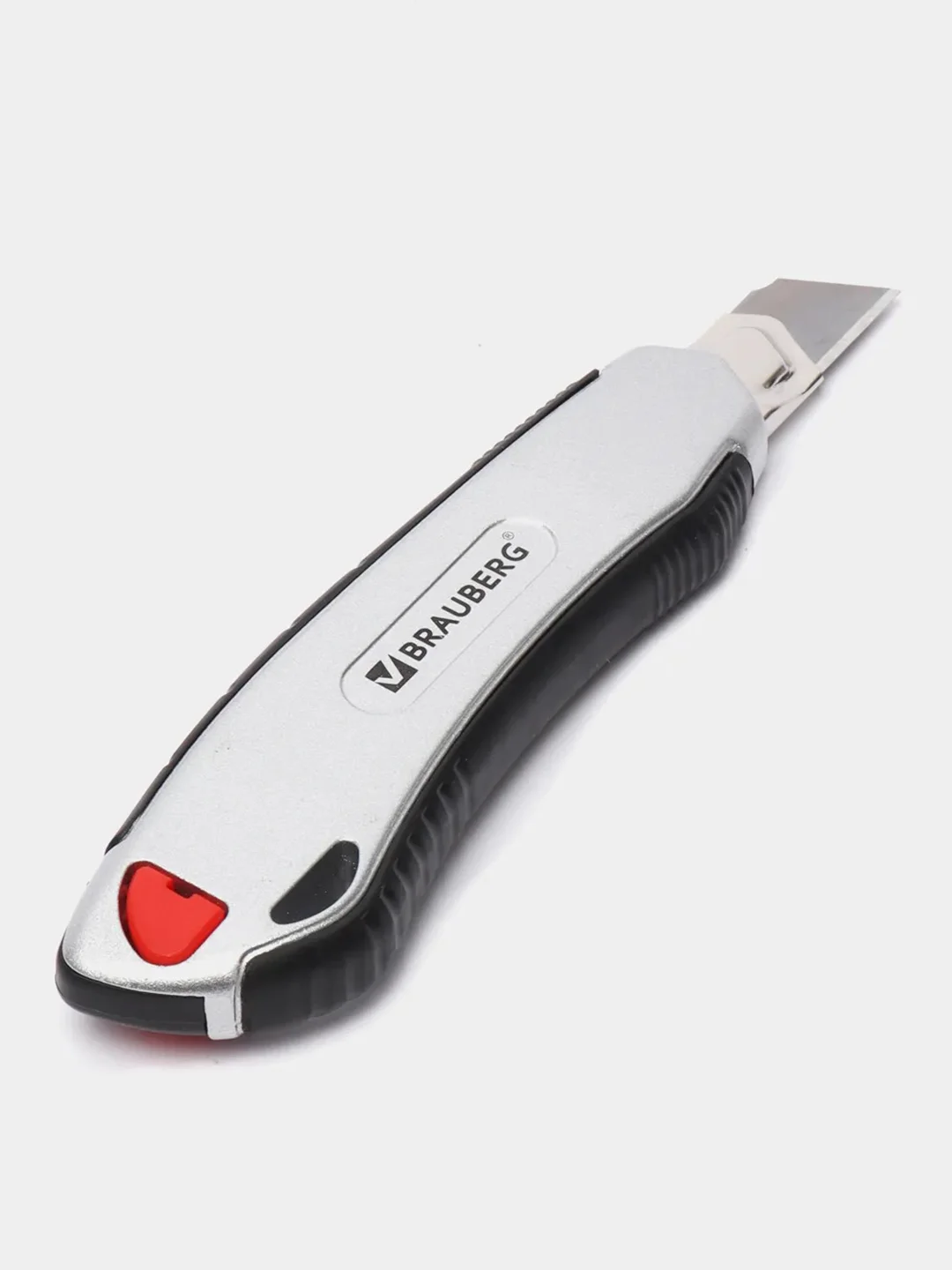 Нож канцелярский мощный 18 мм BRAUBERG "Heavy duty", автофиксатор, резиновые вставки