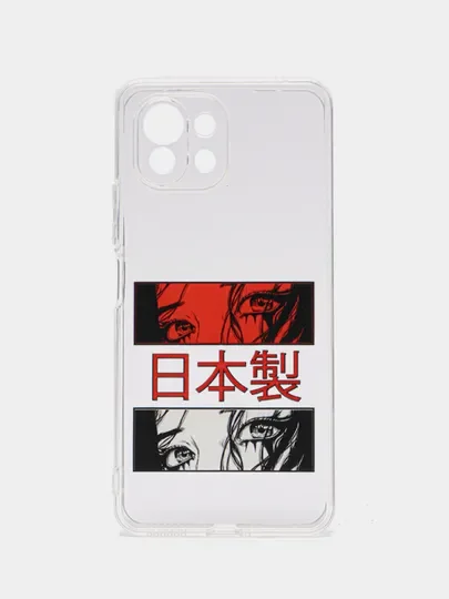 Алый силиконовый чехол на Xiaomi Mi 11 Lite/5G NE / Сяоми Ми 11 Лайт прозрачный, с рисунком