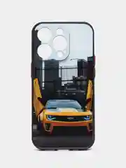 Золотой чехол с ярким рисунком на Apple iPhone 14 Pro (Айфон 14 Про)