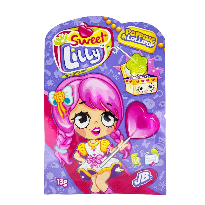Бирюзовый леденец на палочке JohnyBee Sweet Lilly, с шипучей карамелью, 13 г