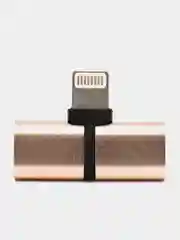 Золотой переходник-разветвитель Lightning для зарядки и наушников