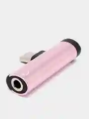 Розовый переходник разветвитель для зарядки и наушников Type-C 2 в 1