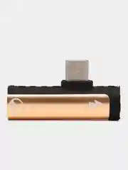 Золотой переходник разветвитель для зарядки и наушников Type-C 2 в 1