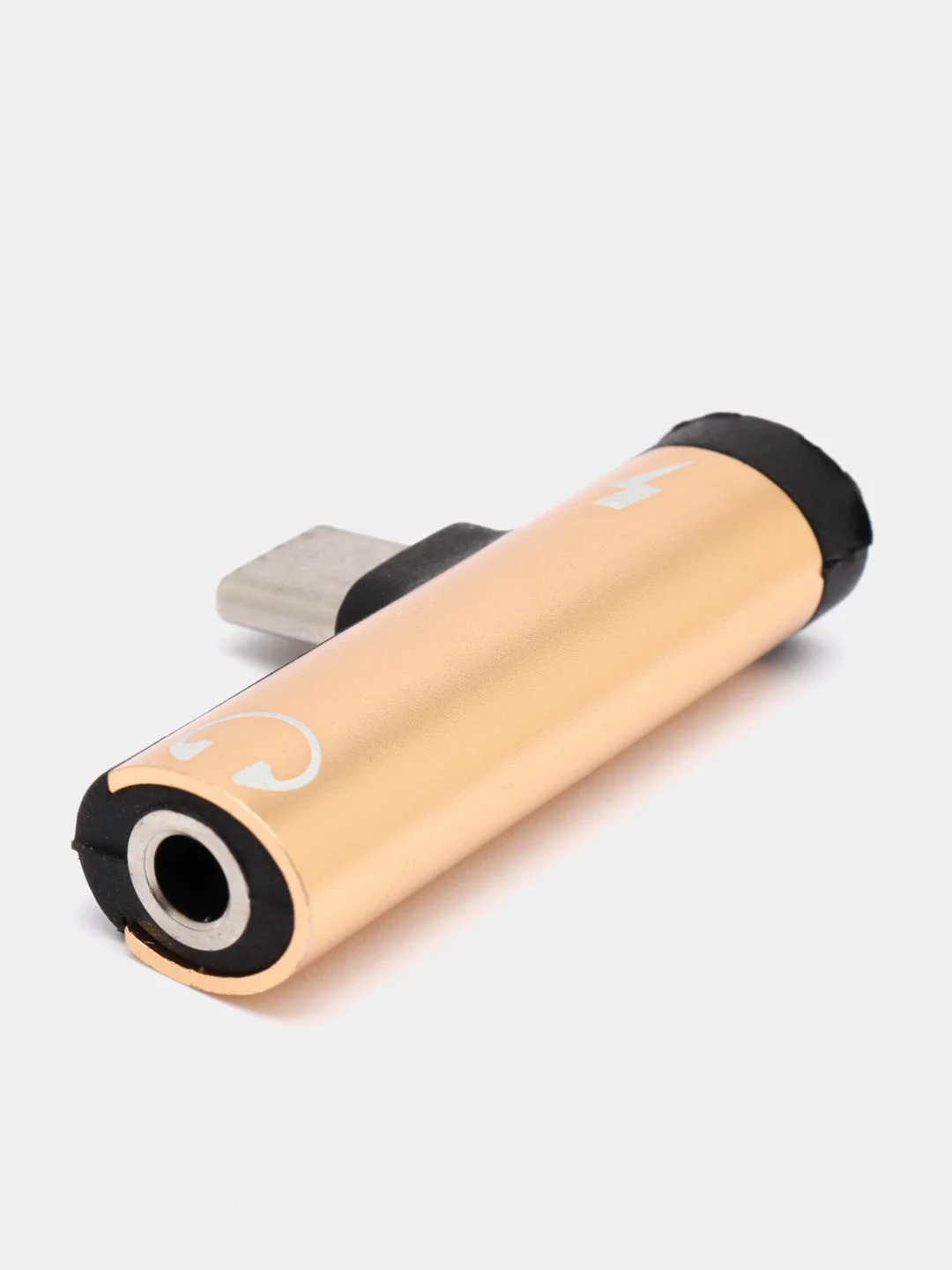 Золотой переходник разветвитель для зарядки и наушников Type-C 2 в 1