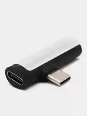 Серебряный переходник разветвитель для зарядки и наушников Type-C 2 в 1