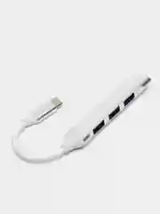Серебряный хаб Type-C на USB, USB на 4 порта USB, 4 х USB, для Macbook (Макбука)