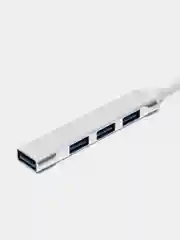 Серебряный хаб Type-C на USB, USB на 4 порта USB, 4 х USB, для Macbook (Макбука)