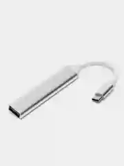Серебряный хаб Type-C на USB, USB на 4 порта USB, 4 х USB, для Macbook (Макбука)
