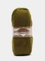 Зелёный хаки пряжа Alize Angora Gold, 20% Шерсть 80% Акрил, 100 г, 550 м (часть 1)