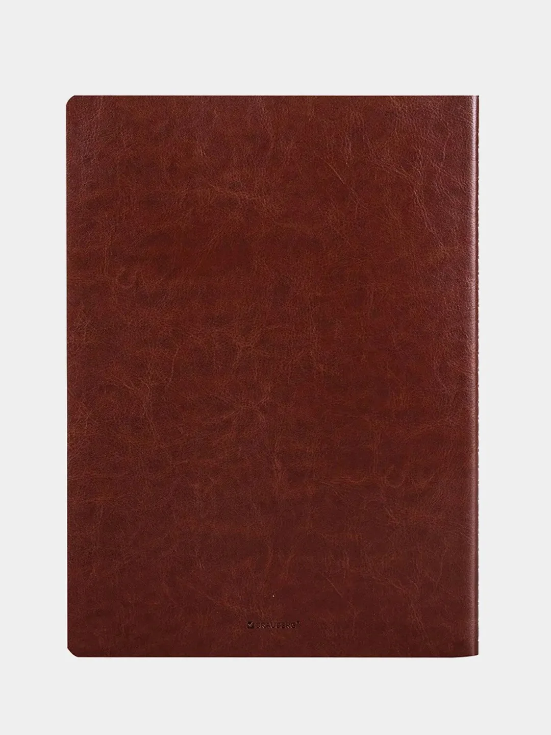 Тетрадь коричневая в клетку, А4, 60 л, сшивка, кожзам, BRAUBERG