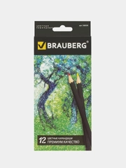 Карандаши цветные BRAUBERG Artist line, 12 цветов, черный корпус, 180539