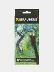 Карандаши цветные BRAUBERG Artist line, 12 цветов, черный корпус, 180539