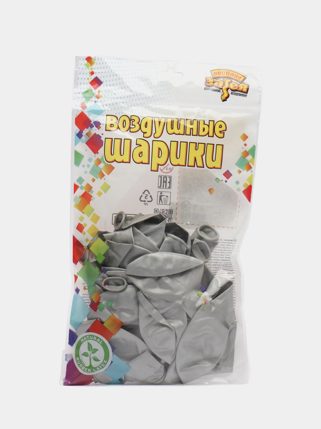 Серебряный воздушные шары "Хром", 12", 30 см, 25 штук