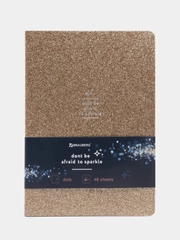 Тетрадь A5 48л, сшивка, в точку, кожзам с блестками, золотой, BRAUBERG SPARKLE, 403854