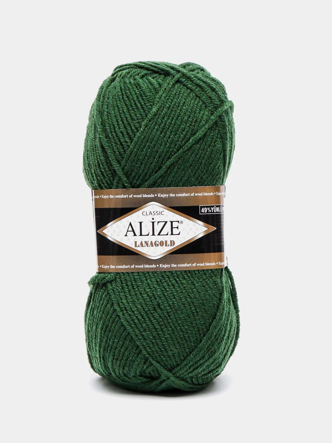 Зеленый пряжа Alize Lanagold, 49% шерсть, 51% акрил, 100 г, 240 м