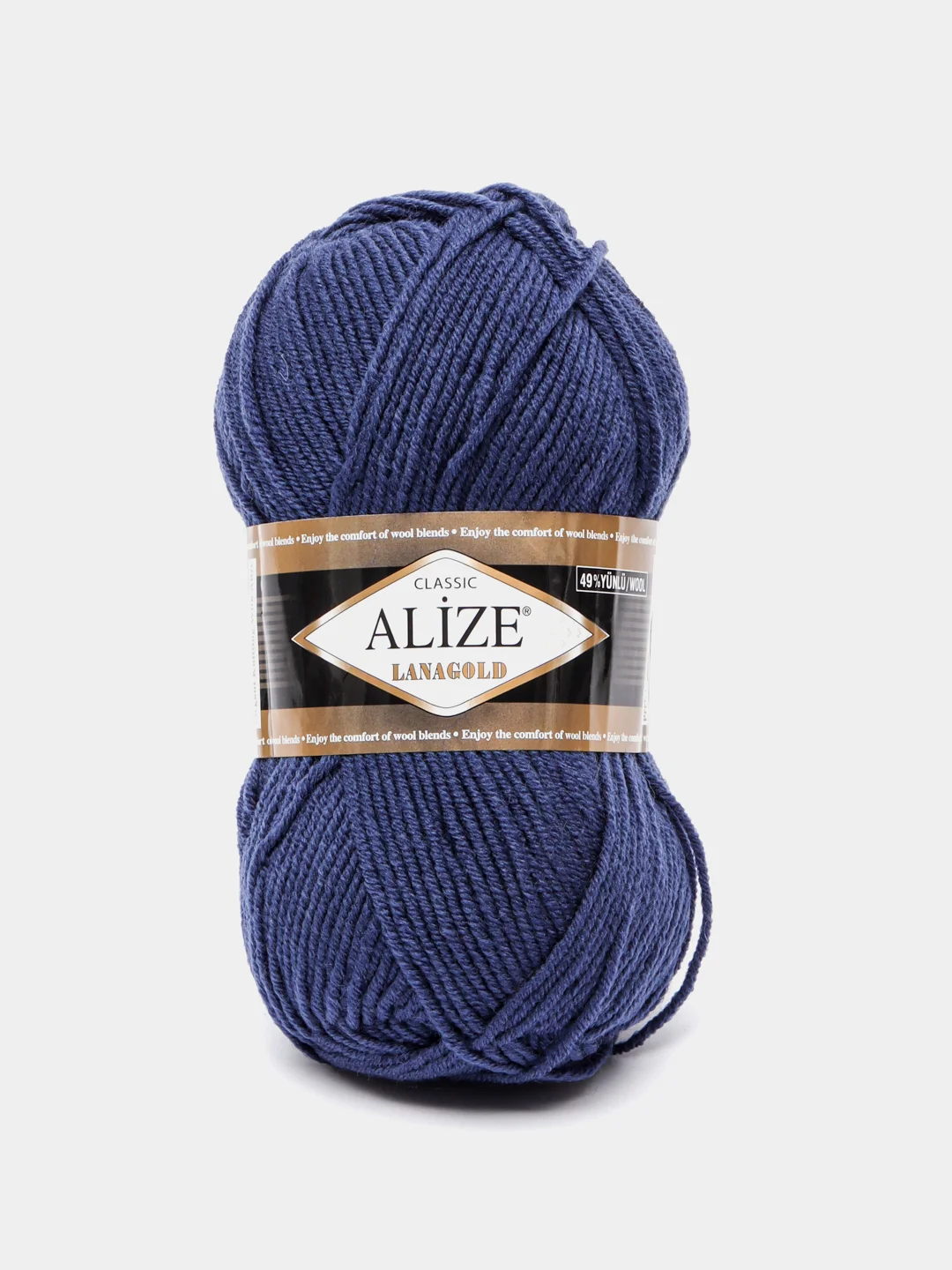 Темно-синий пряжа Alize Lanagold, 49% шерсть, 51% акрил, 100 г, 240 м