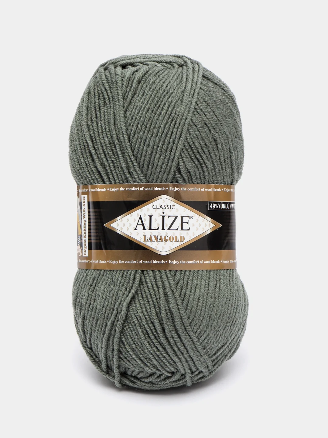 Лесной зеленый пряжа Alize Lanagold, 49% шерсть, 51% акрил, 100 г, 240 м