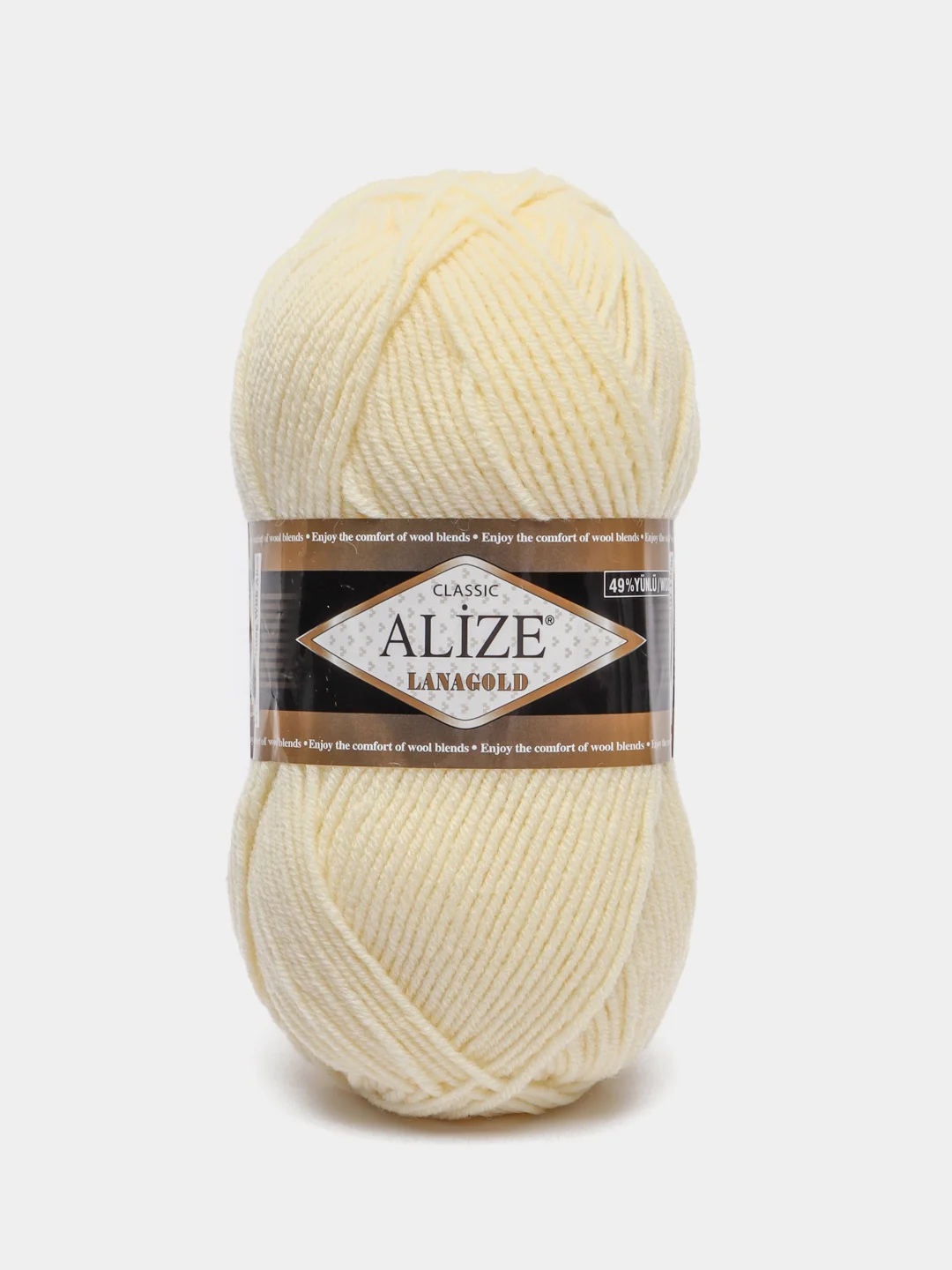 Кремовый пряжа Alize Lanagold, 49% шерсть, 51% акрил, 100 г, 240 м