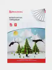 Картон белый BRAUBERG, 8 листов