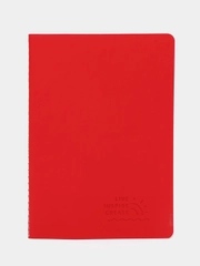 Тетрадь A5 48л, сшивка, клетка, кожзам SoftTouch, красный, BRAUBERG RAINBOW, 403877