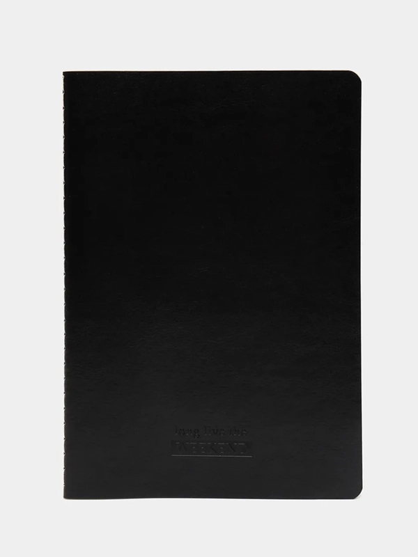 Тетрадь A5 (147х210мм) 48 л, линия, экокожа, черный, BRAUBERG VIVA, 403895