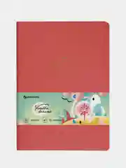 Тетрадь B5 60л, клетка, экокожа под лён, коралловый, BRAUBERG PASTEL, 403873