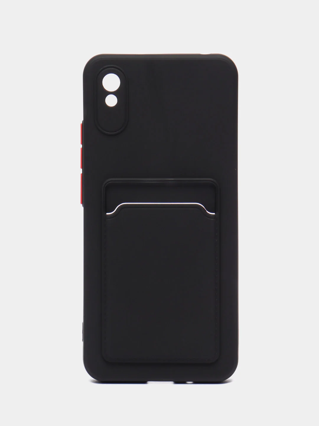 Черный силиконовый чехол для Xiaomi Redmi 9A (Сяоми Редми 9А), с карманом для карт, прозрачный
