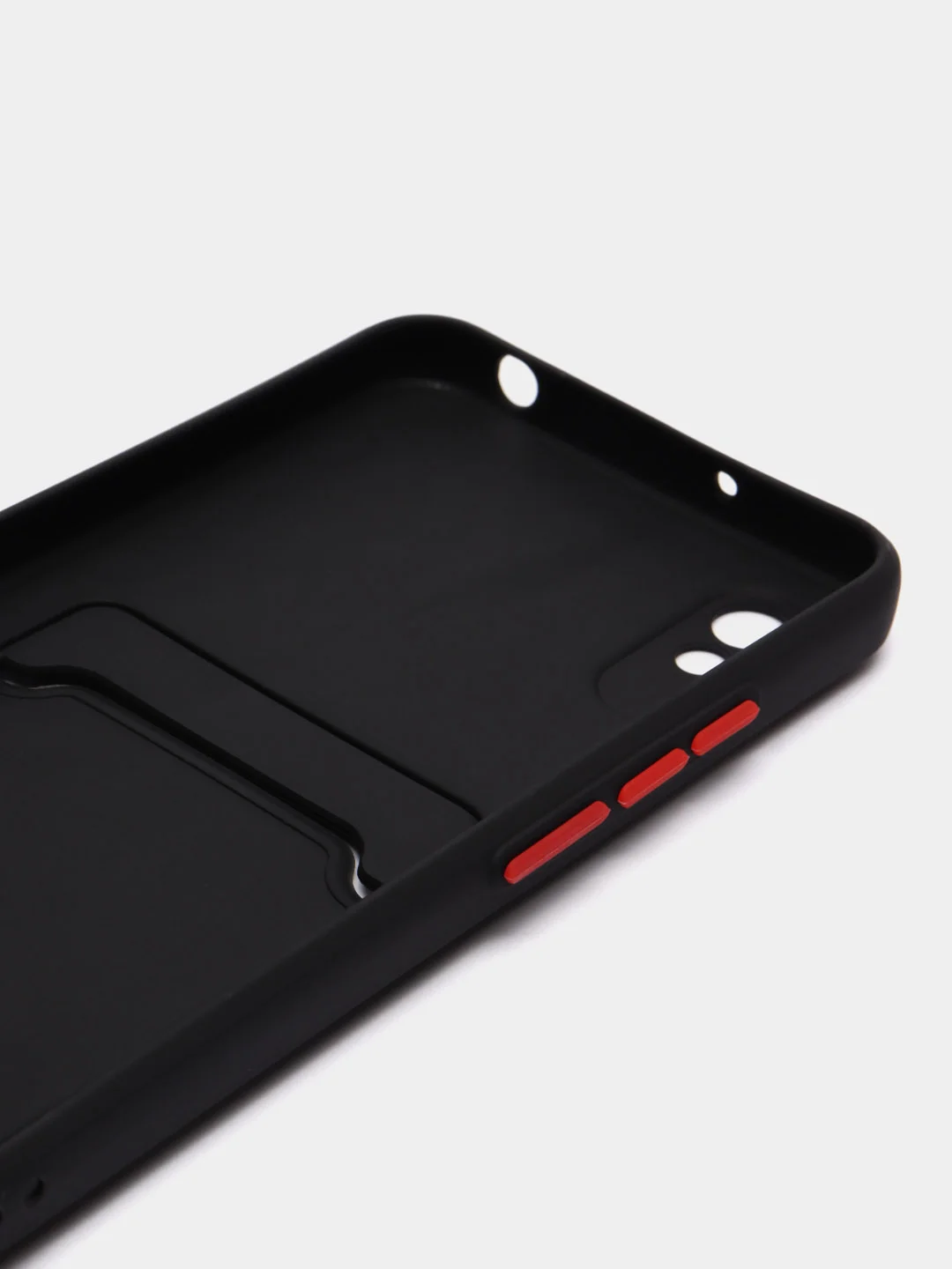 Черный силиконовый чехол для Xiaomi Redmi 9A (Сяоми Редми 9А), с карманом для карт, прозрачный