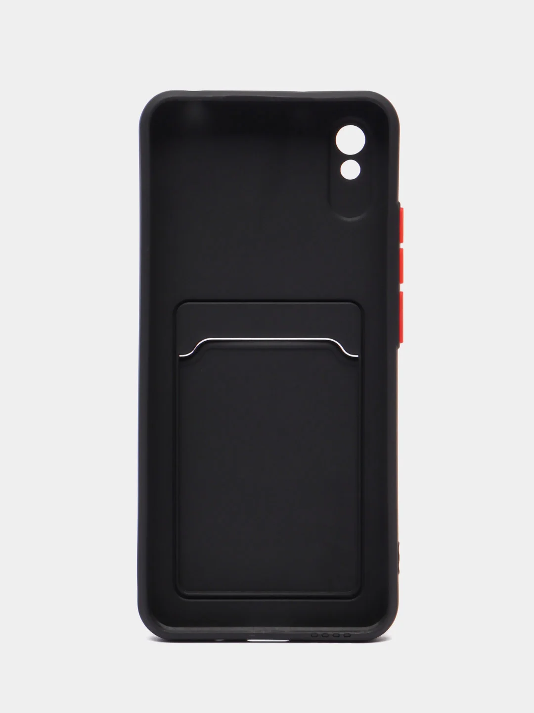 Черный силиконовый чехол для Xiaomi Redmi 9A (Сяоми Редми 9А), с карманом для карт, прозрачный