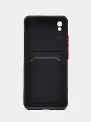 Черный силиконовый чехол для Xiaomi Redmi 9A (Сяоми Редми 9А), с карманом для карт, прозрачный