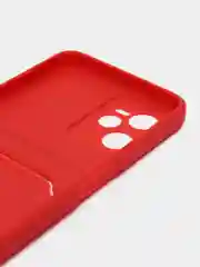 Красный чехол для Realme C35 (Реалми С35), прозрачный, с карманом для карт