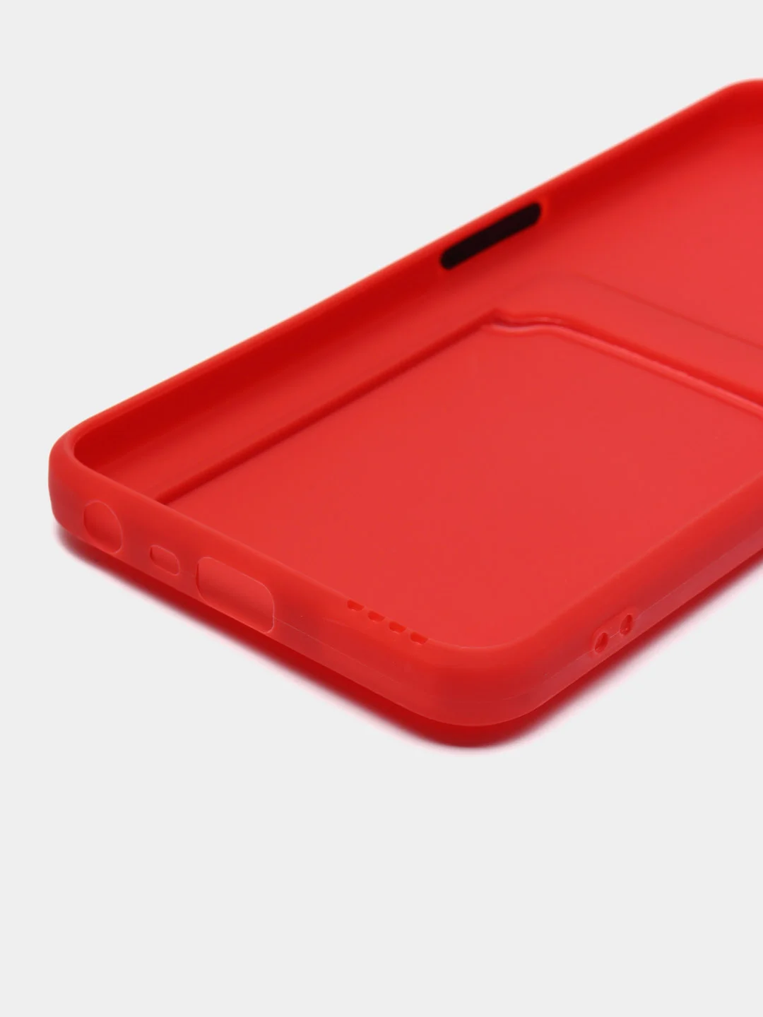 Красный чехол для Realme C35 (Реалми С35), прозрачный, с карманом для карт