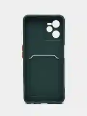 Зеленый чехол для Realme C35 (Реалми С35), прозрачный, с карманом для карт