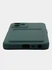 Зеленый чехол для Realme C35 (Реалми С35), прозрачный, с карманом для карт