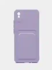 Сиреневый силиконовый чехол для Xiaomi Redmi 9A (Сяоми Редми 9А), с карманом для карт, прозрачный