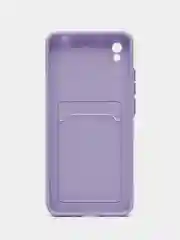 Сиреневый силиконовый чехол для Xiaomi Redmi 9A (Сяоми Редми 9А), с карманом для карт, прозрачный