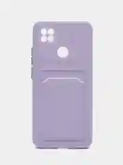 Сиреневый силиконовый чехол Xiaomi Redmi 9C 10A Сяоми Редми 9С 10А, с карманом для карт, прозрачный