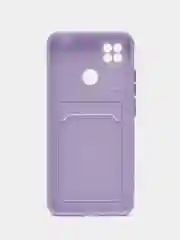 Сиреневый силиконовый чехол Xiaomi Redmi 9C 10A Сяоми Редми 9С 10А, с карманом для карт, прозрачный