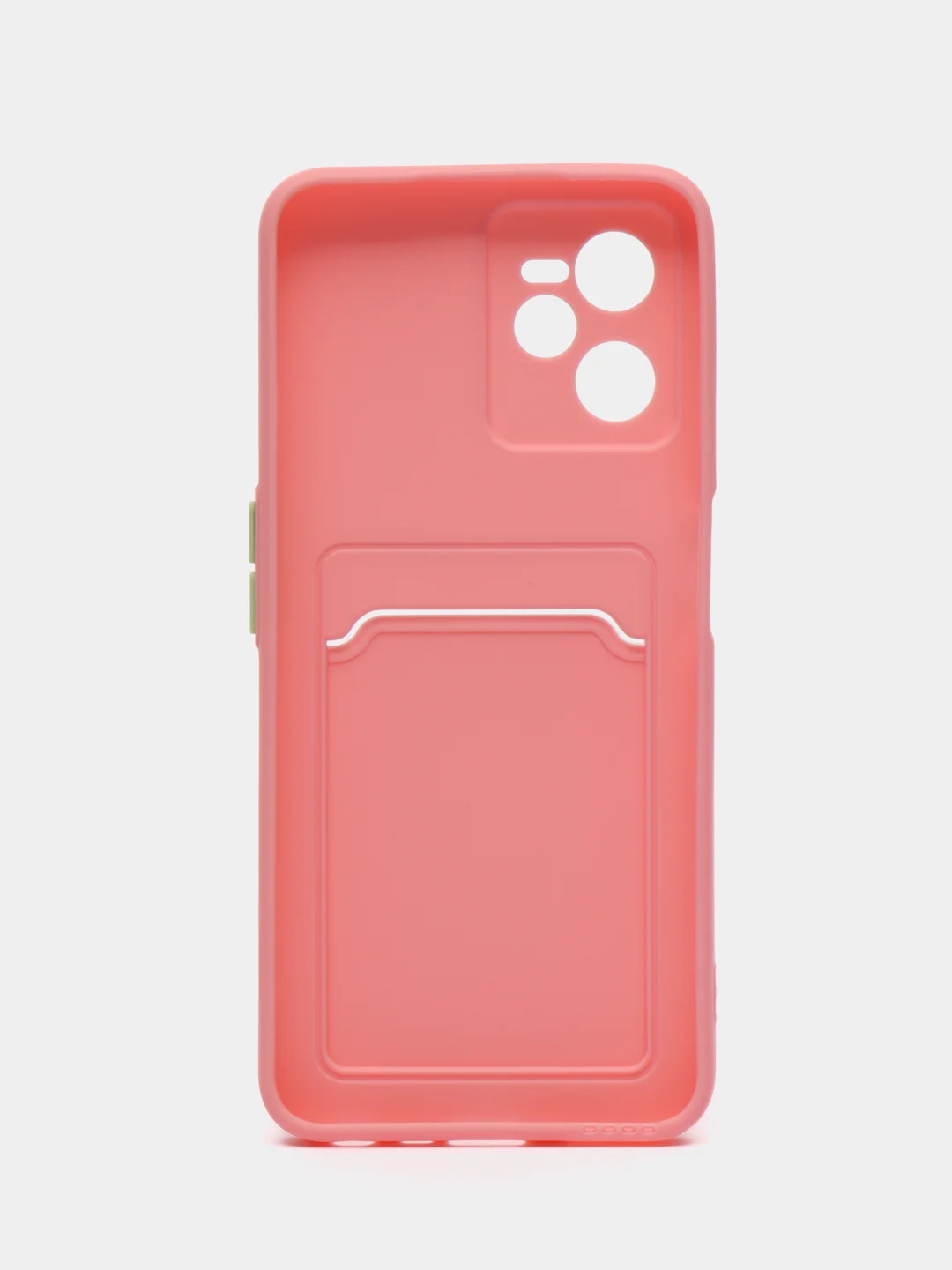 Розовый чехол для Realme C35 (Реалми С35), прозрачный, с карманом для карт
