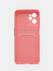 Розовый чехол для Realme C35 (Реалми С35), прозрачный, с карманом для карт