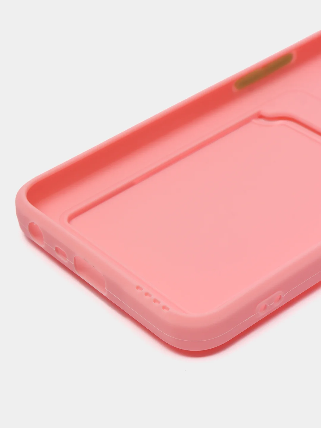 Розовый чехол для Realme C35 (Реалми С35), прозрачный, с карманом для карт