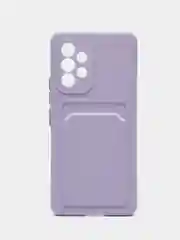 Сиреневый чехол Samsung Galaxy A53 (Самсунг Галакси А53), с карманом для карт прозрачный
