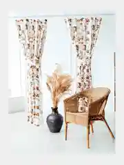 Бежевый комплект штор для кухни LeoHome, с подхватом, 1 штука