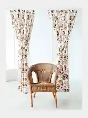 Бежевый комплект штор для кухни LeoHome, с подхватом, 1 штука