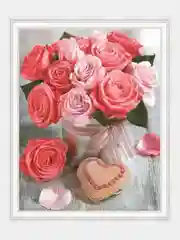 Коралловый алмазная мозаика 40 х 50 на подрамнике. Цветы и натюрморты