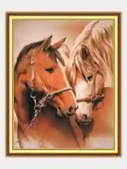 Бронзовый алмазная мозаика на подрамнике, 40*50 см, "Лошади"