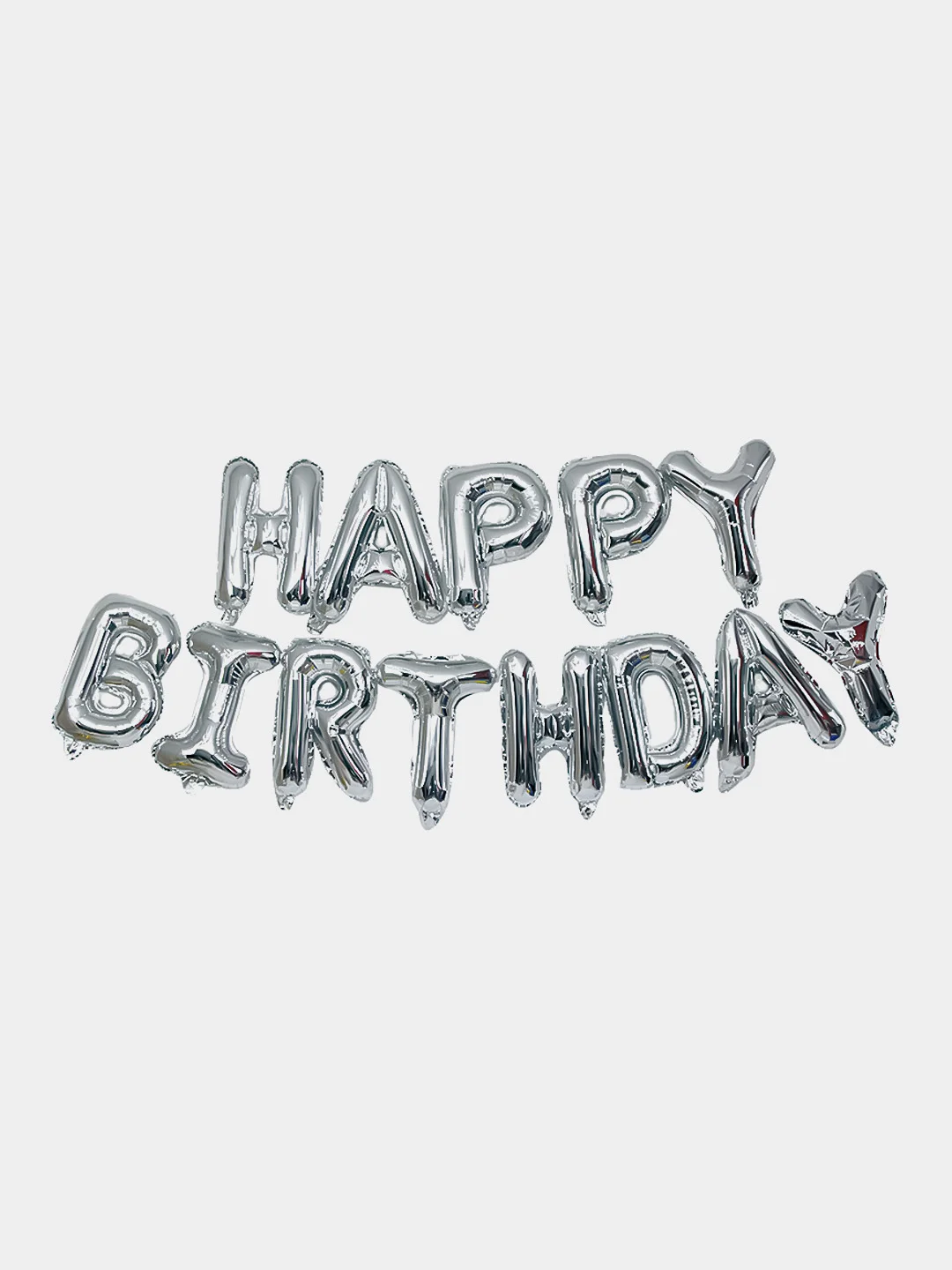 Серебряный растяжка "Happy Birthday" из шаров