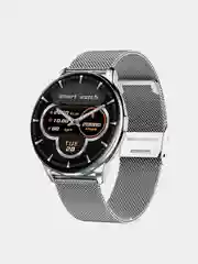 Черный смарт часы  Smart Watch Y 90, круглые, металлический ремешок
