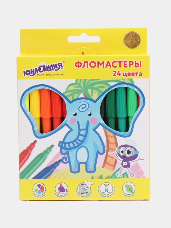 Фломастеры ЮНЛАНДИЯ 24 цвета, "ЭКЗОТИКА", вентилируемый колпачок, картон, 151423