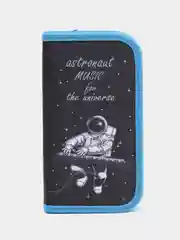 Пенал ЮНЛАНДИЯ, 2 отделения, полиэстер, 19х11 см, Space music, 271027